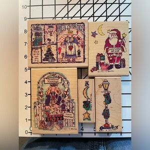 Stampressions collection of 5 vintage themed Christmas stamps